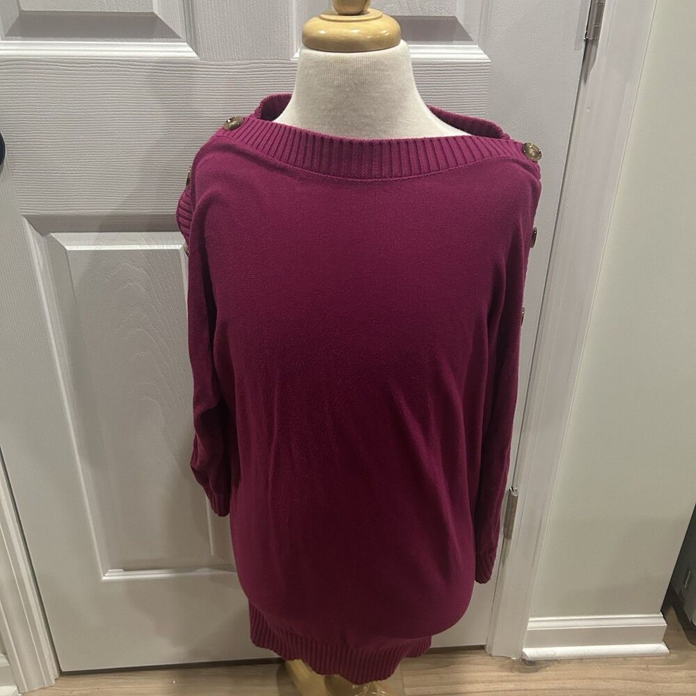 The Limited Y2K Magenta Button Shoulder Sweater Size Small Vintage Retro
